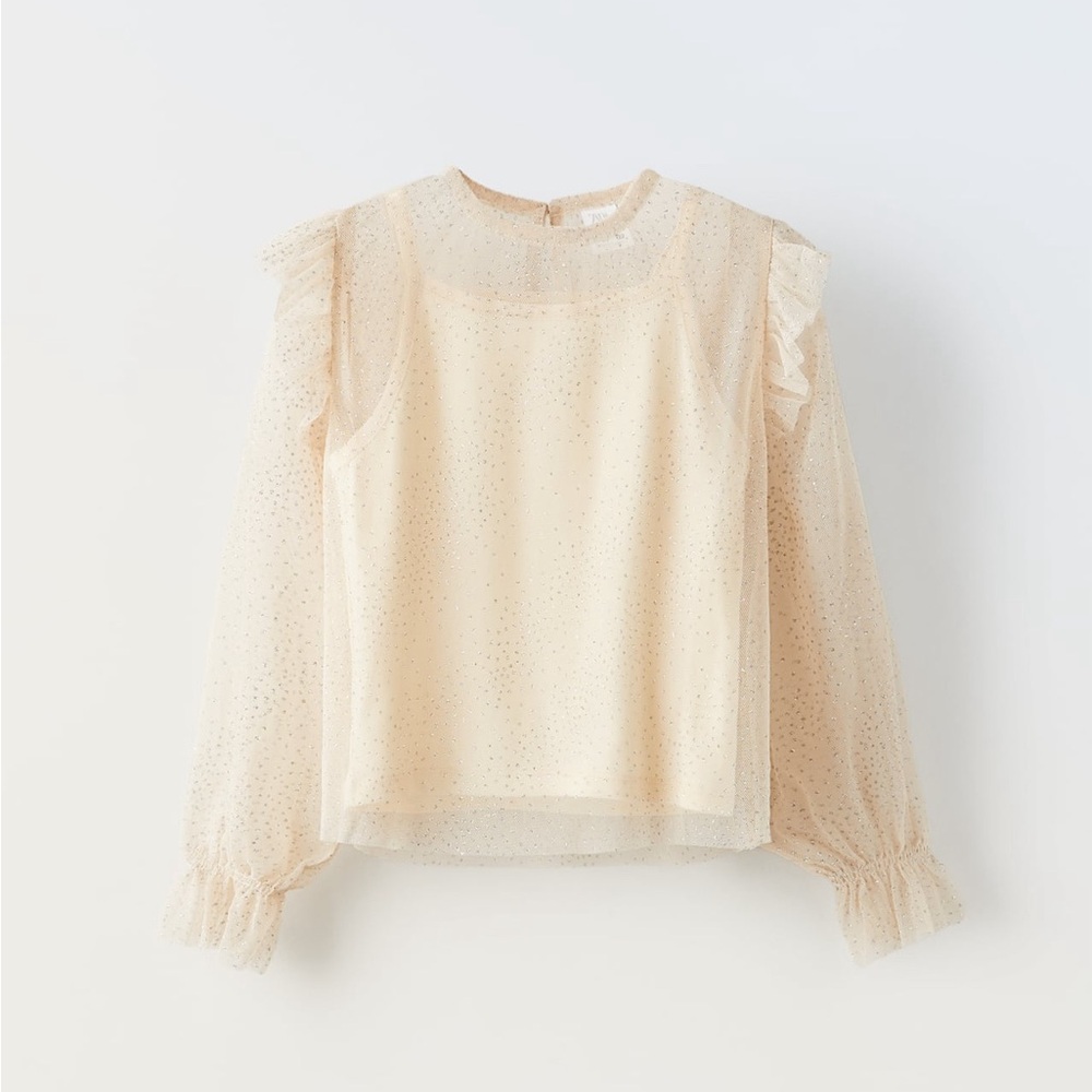 NWT Girls Zara Rhinestone Tulle Top